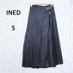 【美品】イネド　プリーツロングスカート　巻きスカート　ブラック　オトナカッコいい