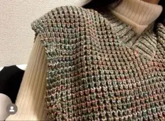 キャバンCABaN コットンカシミヤワッフMIXVネックベスト人気お洒落sns
