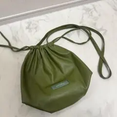 【MAISON SPECIAL】巾着バッグ ヴィーガンレザー　ピスタチオ