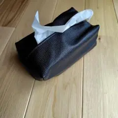 黒 合成皮革 ティッシュボックスケース　新品