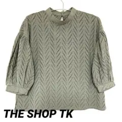 THE SHOP TK 刺繍 レース ブラウス トップス レディース S カーキ