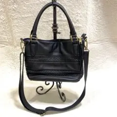 perche パーシェ 2way レザーバッグ ブラック ショルダーバッグ