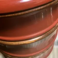 ♦️ 香川漆器　しこく彫　招福二段　洗朱色 ♦️ 香川漆器 しこく彫 招福二段 洗朱色