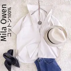 Mila Owen　スキッパーコットン100%ラウンドヘム半袖ブラウス