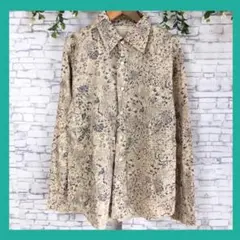 grobal rythme essence◆長袖シャツ（F)　総柄 ベージュ