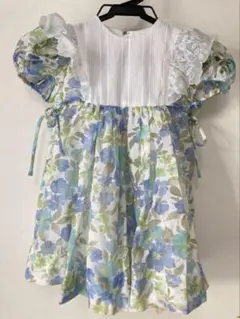 【値下】夏用ワンピース 100サイズ 花柄×レース リボン付き