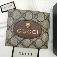 ほぼ未使用✨GUCCI ネオヴィンテージ 二つ折り財布 タイガーヘッド 黄色