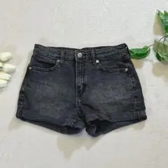wild fable ショートパンツ ウォッシュ加工 ブラックジーンズ 1160