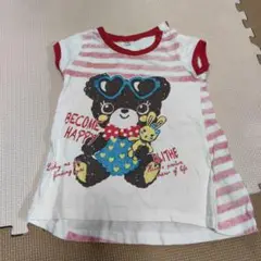 クマとウサギのイラストTシャツ 90