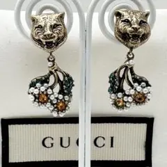【超レア廃盤美品】GUCCI ビジュ ピアス タイガー ヘッド ラインストーン GUCCI - 【超レア廃盤美品】GUCCI ビジュ ピアス タイガー