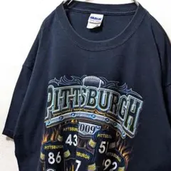 ギルダン ピッツバーグチャンピオンズ デカロゴ Tシャツ ブラック黒 L古着