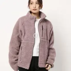 処分　ボアハイネックZIPブルゾン ピンク オーバーサイズ パープル