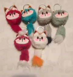 もふもふネコのしっぽキーチェーン　全６種コンプリート