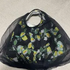 エロイーズ　チュールバッグ　レモン柄　ブラック