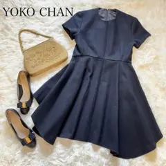 【美品】定番カラー YOKO CHAN ウールフレアワンピース ギャザ-
