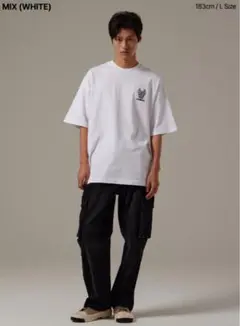 韓国 Life work ホワイト オーバーサイズ Tシャツ Lサイズ