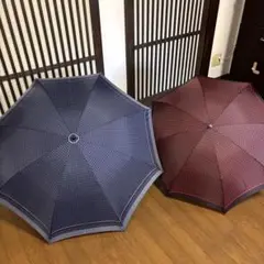 折りたたみ傘 ネイビー・レッドチェック 2本セット