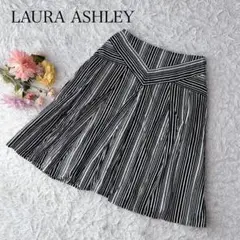 【L】ローラアシュレイ　フレアスカート　ストライプ　コットン　綿100　ひざ丈