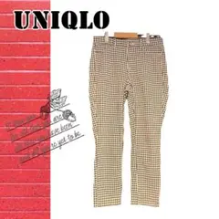 UNIQLO✨ ロングカジュアルパンツ ホワイト チェック柄【L】カジュアル