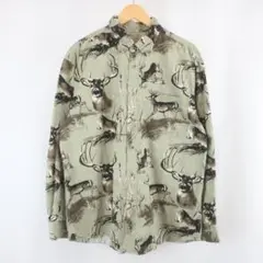 美品 RUGGED EARTH アニマル 総柄 オーバーサイズ シャツ L 古着