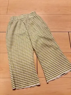 グリーンチェック ワイドパンツ　95cm