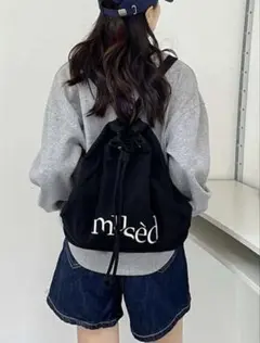 mùsèd ドローストリングバックパック ブラック　即日発送