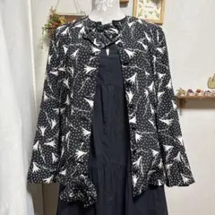 美品　INGEBORG ノーカラー　ジャケット リボン2個付