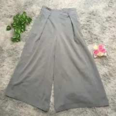 【pink adobe】ワイドレッグ ガウチョパンツ M グレー ウェストゴム