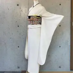 【銀通し】正絹 振袖 色無地 白 小さめサイズ 袷