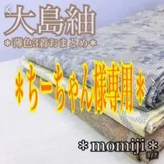HI-133 大島紬 薄色 白色系 紬 着物 まとめ売り 3着 リメイク 材料1