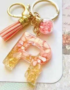 ピンクゴールド レジン アルファベットRチャーム