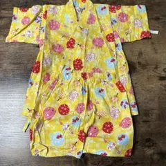 子供服 サイズ95 黄色い花柄甚平