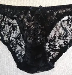 黒 透け感　花柄総レースショーツ　M　新品
