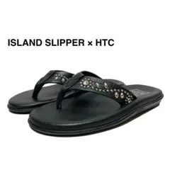 ☆極美品 アイランドスリッパ × HTC 別注 スタッズ レザー サンダル 黒