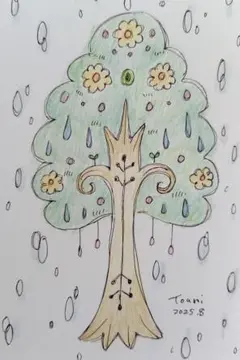 Tree 2／ ポストカードサイズ 手描き 原画 オリジナル