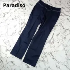 美品　パラディーゾ　ゴルフ　ネイビー レディースパンツ ホワイトステッチ