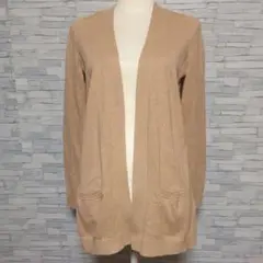 ランズエンド　ベージュ　カーディガン　春　シンプル　オフィス 前開き