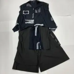 ノースリーブ　ワイドパンツ　セットアップ　ブラック