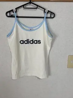 adidasオリジナル　ホワイト ブルーキャミソール S