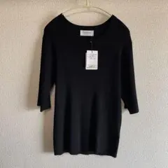 opaque.clip 5部袖リブニットBK