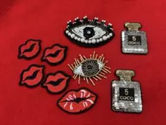 刺繍パッチ リップ・目・香水　9セット