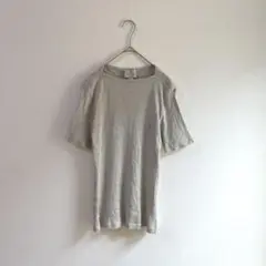 3305【トラサルディ】カットソー　Tシャツ　リブ　ワンポイント　グレー　Ｌ