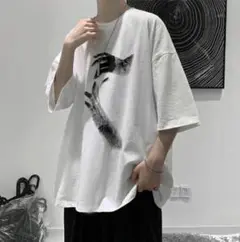 新品 メンズ シンプル プリント Tシャツ コットン100% ホワイト