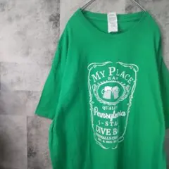 半袖TシャツUSA古着ビッグオーバーサイズグリーンXL　A13,13
