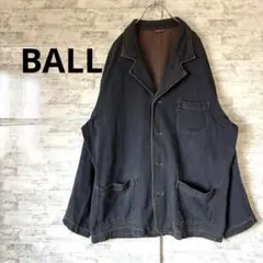 [BALL]ダークブルー デニムジャケットオーバーサイズ　大きめサイズ　48号
