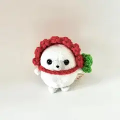 ちいさなぬいぐるみのフルーツなたれ耳ボンネット　ミニビーンズ　ハンドメイド