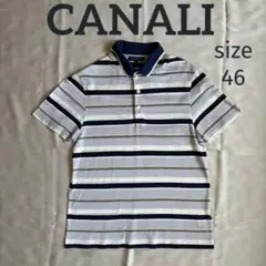 【高級】CANALI カナーリ　ボーダーポロシャツ 46