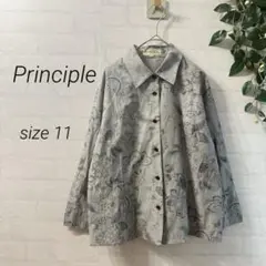 【Principle】ペイズリー風 花柄 長袖シャツ (11) グレー