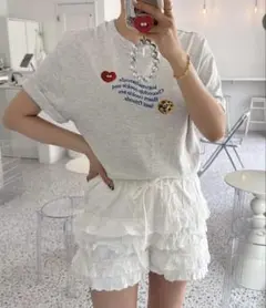 しまむら × こぐまいたん　レディースTシャツ　淡灰