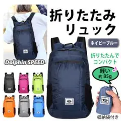 折りたたみ リュック　収納袋付き《 ネイビー 》コンパクト　エコバッグ　旅行